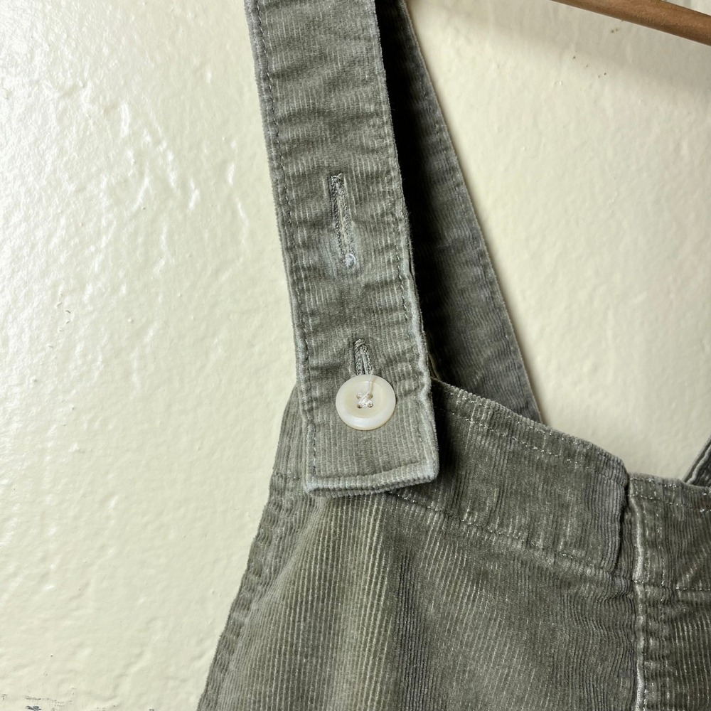 Patagonia Stand Up Corduroy Overalls Womens 2 Sage Green Organic Cotton Wide Leg - Picture 4 of 15